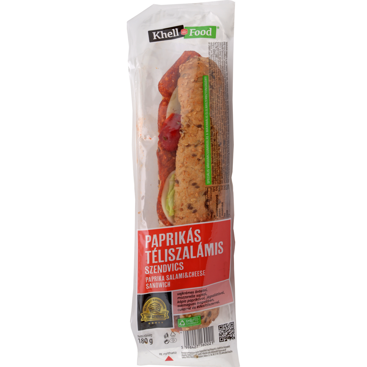 Paprikás téliszalámis szendvics 180g