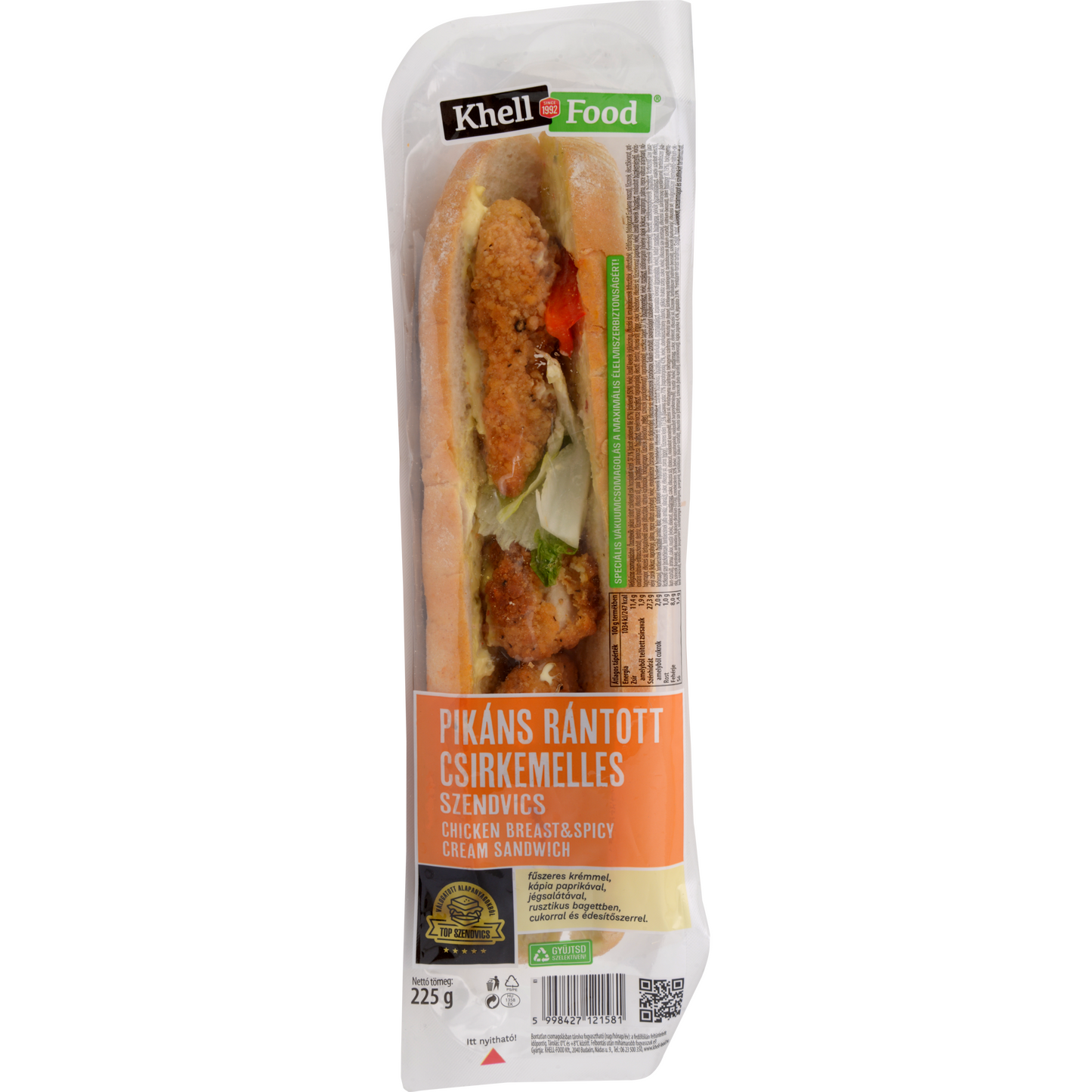 Pikáns csirkemell szendvics 225 g