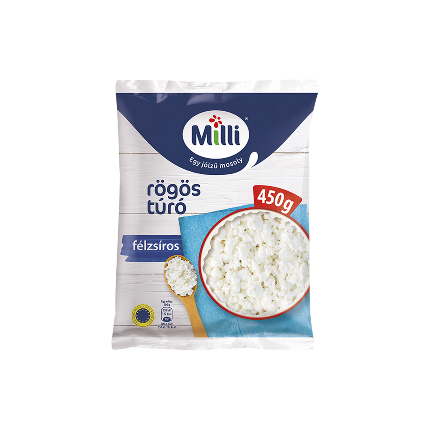 Milli félzsíros rögös túró 450 g