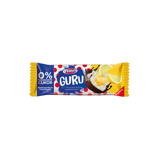 Pöttyös Guru 0% túródesszert kakaós étbevonattal, citromos krémtöltelékkel 30 g