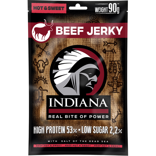 Indiana Jerky marhahúsból, csípős és édes ízesítéssel 25g