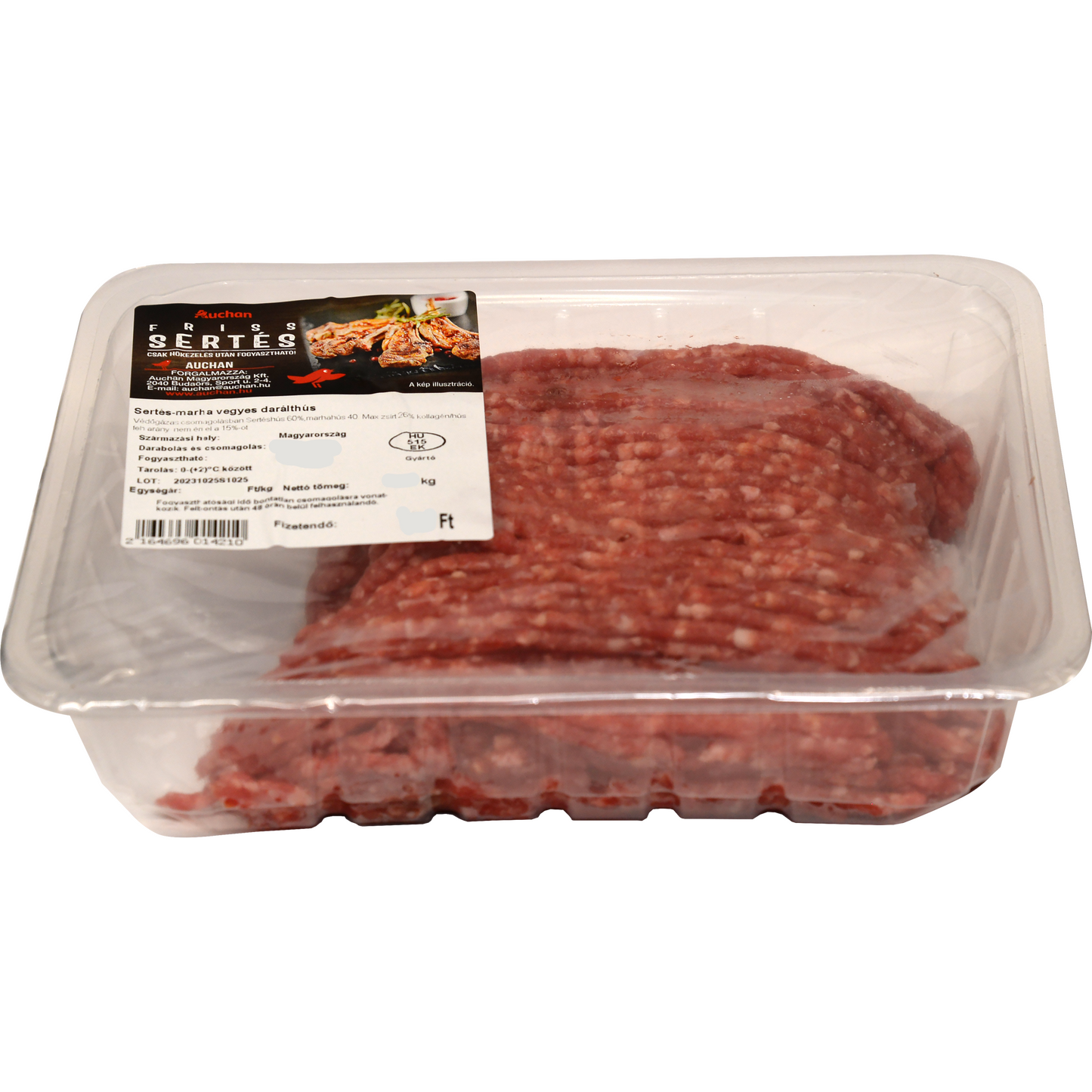 Auchan Kedvenc sertés-marha darált hús védőgázas csomagolásban